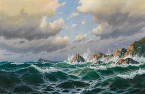 Alemán: Steamer off stormy coast
