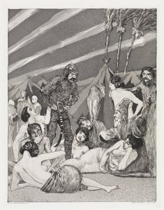 El campamento (La tienda, Opus XIV, 1.ª parte, n.º 5) de Max Klinger