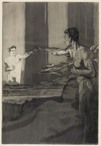 Filósofo (De la muerte, segunda parte, opus XI, lámina 4) de Max Klinger