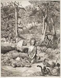 Simplicius ante la tumba del ermitaño de Max Klinger