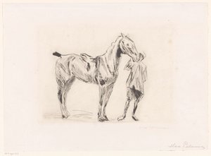 hombre, con, equitación, caballo de Max Liebermann (signed by artist)