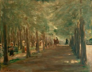 Avenida en el Tiergarten con jinetes y paseantes