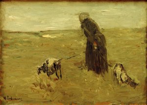 Anciana con cabras de Max Liebermann