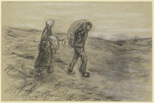 Trabajador que regresa del trabajo en el campo con su esposa de Max Liebermann