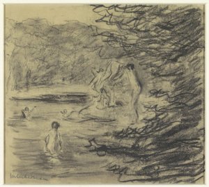 Bañistas en el estanque del bosque de Max Liebermann