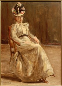 Retrato de una dama sentada en figura completa de Max Liebermann