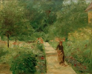 El huerto en Wannsee hacia el oeste, en el camino una gaviota de Max Liebermann
