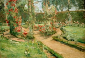 El jardín de rosas en Wannsee con la hija y la nieta de Max Liebermann