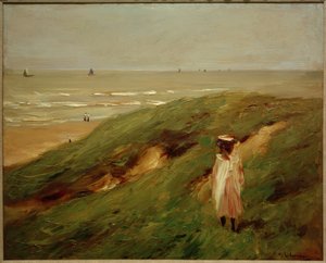 Duna en Noordwijk con niño - Niña en las dunas de Max Liebermann