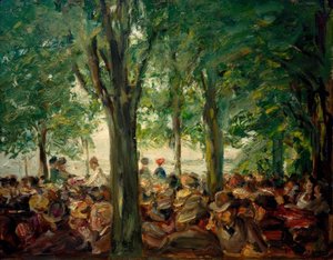 Restaurante en el jardín junto al Havel bajo los árboles (Schildhorn) de Max Liebermann