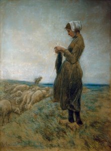 Pastora holandesa (Pastora tejiendo) de Max Liebermann