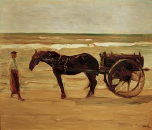 Carro del bañero en la playa de Max Liebermann