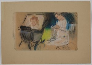 Niño en cochecito y niñera de Max Liebermann