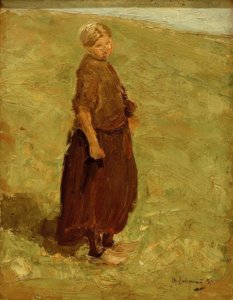 Niña en la duna, de pie hacia la derecha de Max Liebermann