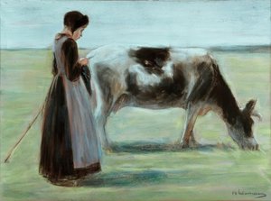 Niña con vaca de Max Liebermann