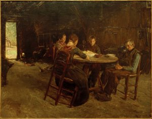 Campesinos de Frisia Oriental en la oración de la mesa de Max Liebermann
