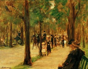 Paseo en el Tiergarten con paseantes y un caballo de Max Liebermann