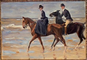 Jinete y amazona en la playa de Max Liebermann