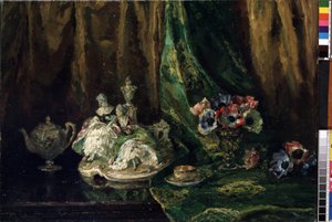 "Naturaleza muerta con porcelana y flores" (Nature morte a la porcelaine et aux fleurs) Pintura de Max Muller (1871-1938) (ec. todos) Óleo sobre lienzo. Museo de Bellas Artes Mikalojus Konstantinas Ciurlionis, Kaunas, Lituania de Max Müller