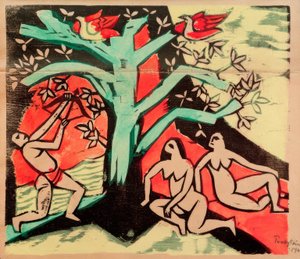 Sacrificio del cerdo asado de Max Pechstein