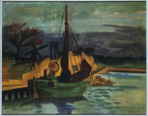Barcos pesqueros en la orilla/ 1923 de Max Pechstein