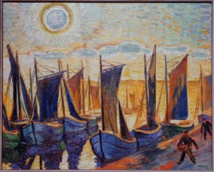Barco pesquero en Leba de Max Pechstein