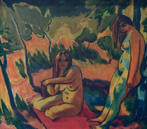 Mujeres al borde del bosque de Max Pechstein