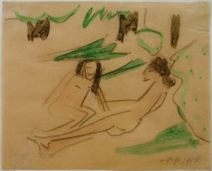 Sin título (Desnudo sentado y tumbado) de Max Pechstein