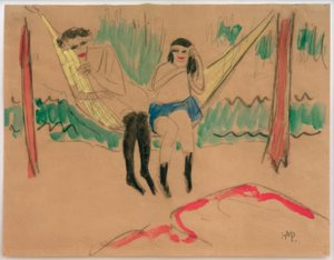 Sin título (Dos niñas en la hamaca) de Max Pechstein