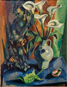 Naturaleza muerta con putto y cala de Max Pechstein