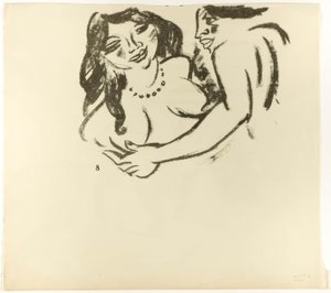 Mujer y niña, página 7 (anverso); Dos mujeres, página 8 (reverso), de La oda de Samland. de Max Pechstein