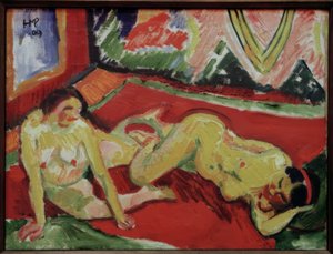 Dos desnudos femeninos en la habitación de Max Pechstein