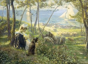 Un día de verano junto al mar (óleo sobre lienzo) de Max Silbert