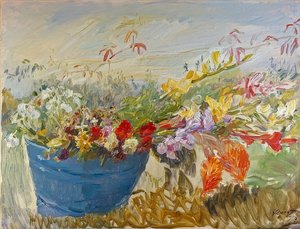 Naturaleza muerta con flores al aire libre. 1917