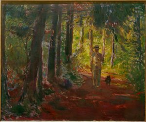 Hombre en un camino forestal de Max Slevogt