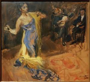 Boceto de Marietta di Rigardo / Marietta bailando con dos músicos de Max Slevogt