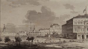 Kremlin de Moscú antes de la construcción del Gran Palacio del Kremlin, 1817 de Maxim Nikiphorovich Vorobyev