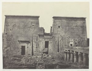 Drômos y Philônes, Gran Templo de Isis en Pilônes; Nubia, lámina 72 del álbum "Egypte, Nubie, Palestine et Syrie" (1852). de Maxime Du Camp