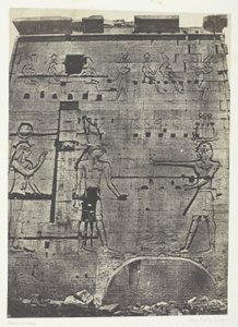 Gran Templo de Isis en Philoe, Segundo Pilón; Nubia, lámina 74 del álbum "Egypte, Nubie, Palestine et Syrie" (1852). de Maxime Du Camp