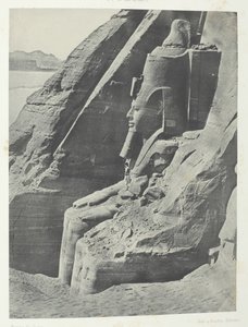 Ibsamboul, Coloso Oriental del Speos de Phrè, visto de perfil, Nubia, 1849-51, impreso 1852 de Maxime Du Camp