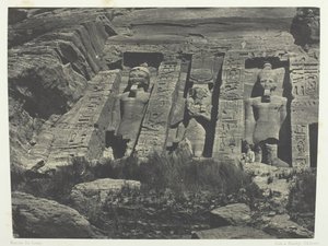Ibsamboul, Parte Meridional del Speos de Hathor, Nubia, 1849-51, impreso en 1852 de Maxime Du Camp