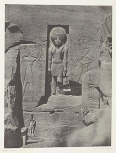 Ibsamboul, Esculturas de la entrada del Spéos de Phrè, Nubia, lámina 105 del álbum "Egypte, Nubie, Palestine et Syrie" (1852).
