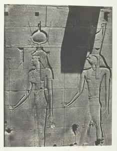 Kalabscheh, esculturas de la fachada posterior del templo, Nubia, 1849-51, impreso en 1852 de Maxime Du Camp