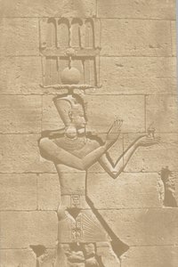 Kalabscheh, escultura de la fachada posterior del templo, 1849-51 de Maxime Du Camp