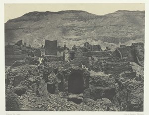 Médinet-Habou, Ruinas de la Ciudad de Papa, Tebas, 1849-51, impreso en 1852 de Maxime Du Camp