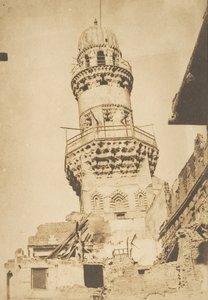 Minarete inclinado de la Mezquita de Bibars, en El Cairo, diciembre 1849-enero 1850