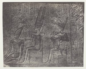 Palais de Karnak, esculturas exteriores del santuario de granito; Tebas de Maxime Du Camp