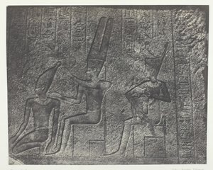 Palacio de Karnak, esculturas exteriores del santuario de granito, Tebas, 184951, impreso en 1852 de Maxime Du Camp