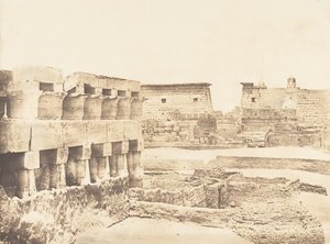 Palacio y pueblo de Luxor, visto desde el sur, Tebas, 1849-50 de Maxime Du Camp