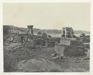Pueblo y Templo de la Isla de Béghé, al oeste de Filé, Nubia, 1849-51, impreso 1852 de Maxime Du Camp